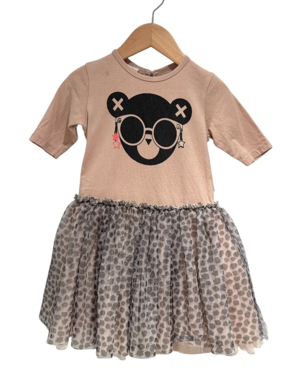 HUXBABY/HUX pink bear & animal print short sleeve tutu dress - size 3